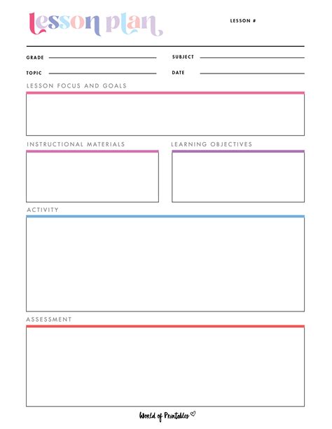 Lesson Plan Template Printable
