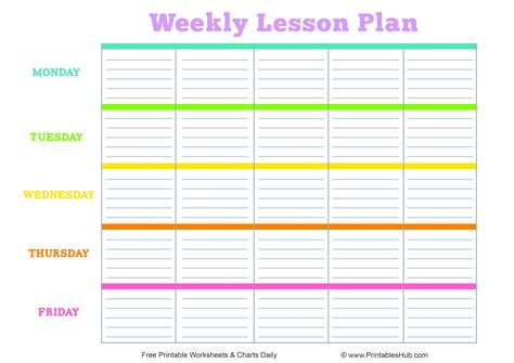 Lesson Plan Template Weekly