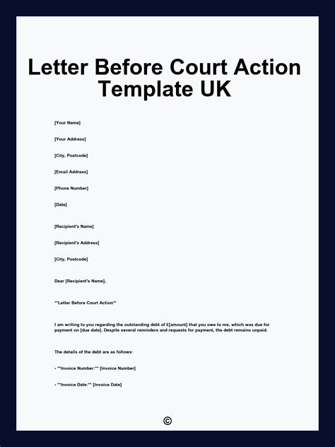 Letter Before Action Template