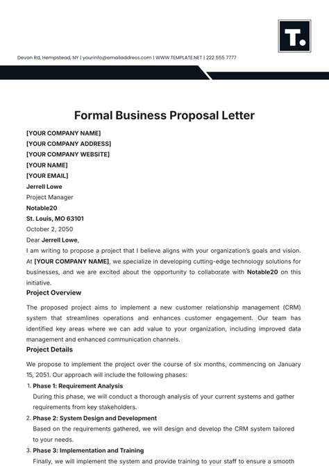 Letter Business Proposal Template