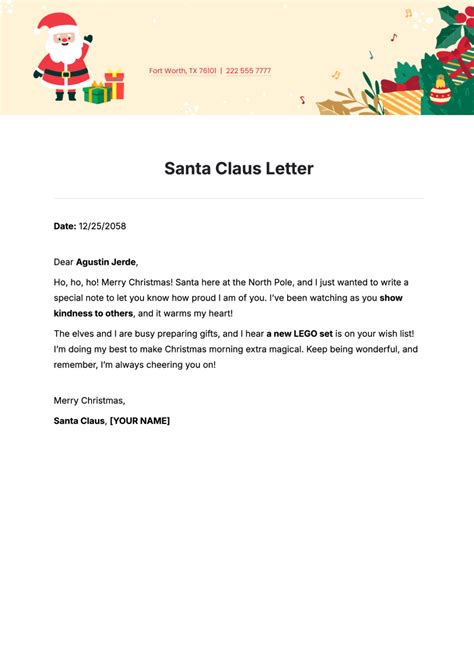 Letter From Santa Claus Template For Word