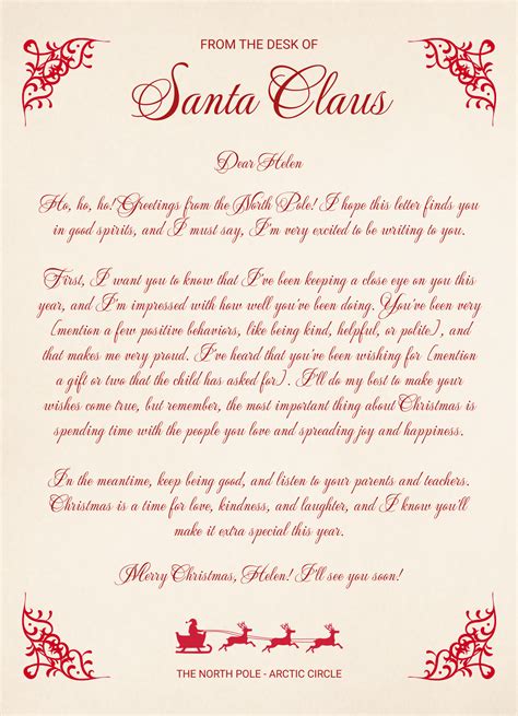 Letter From Santa Template Word