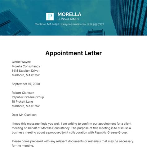 Letter Of Appointment Template