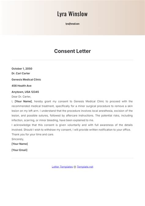 Letter Of Consent Template