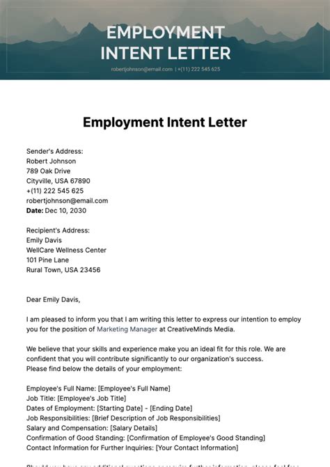 Letter Of Intent Template Job