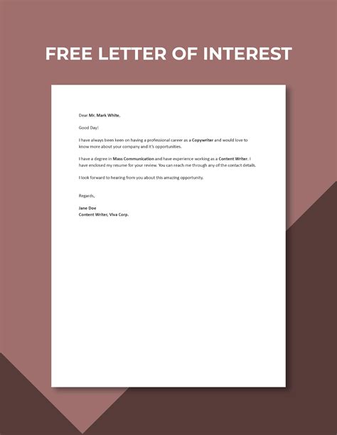 Letter Of Interest Template Word