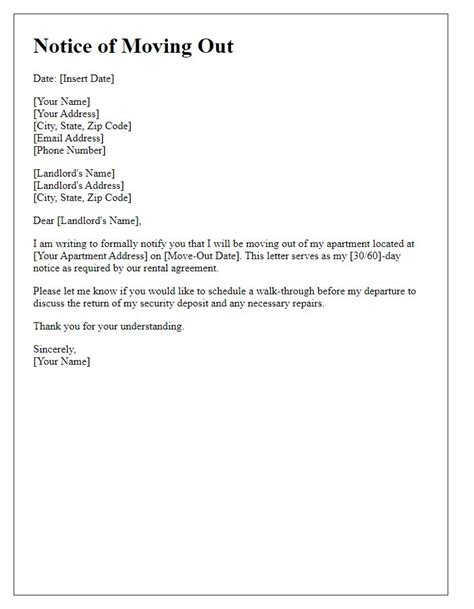 Letter Template To Landlord For Moving Out