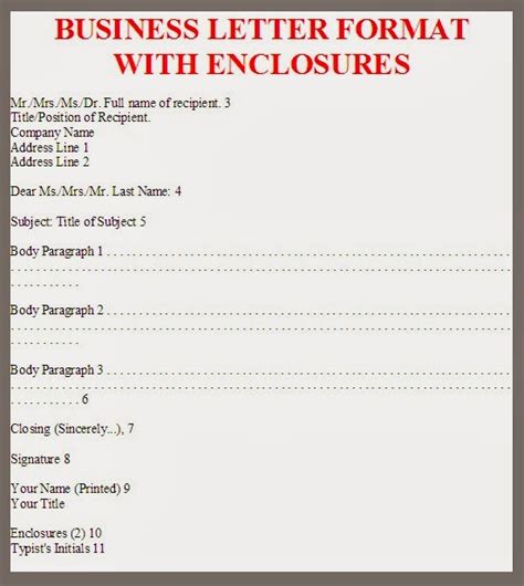 Letter Template With Enclosures