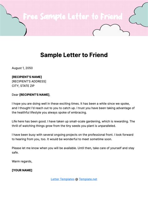 Letter To Friend Template