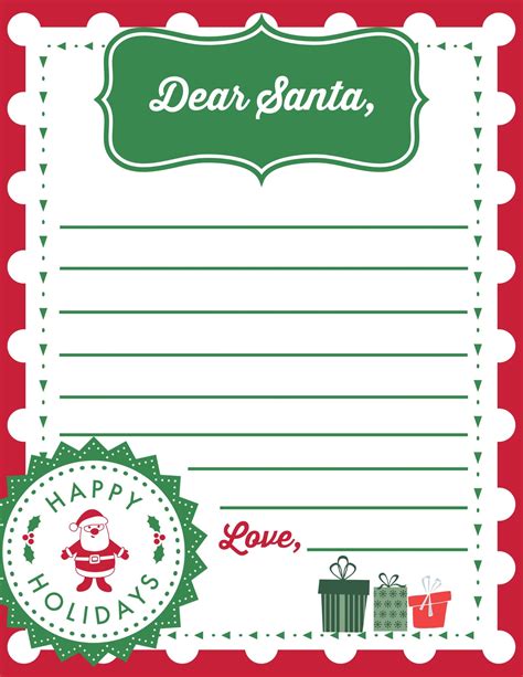 Letter To Santa Template To Print