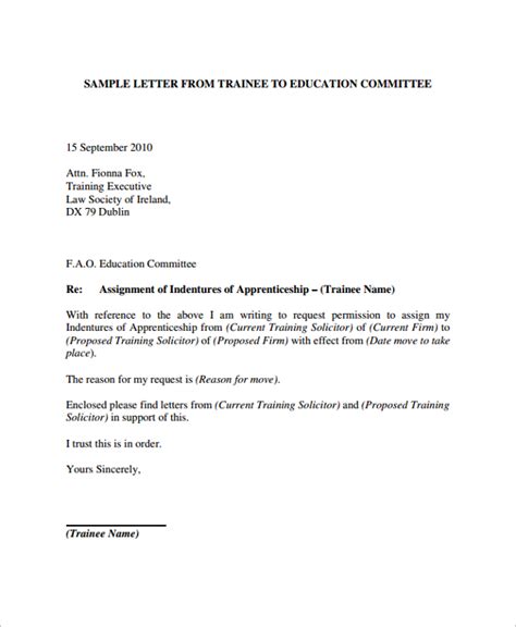 Letter of Assignment Example