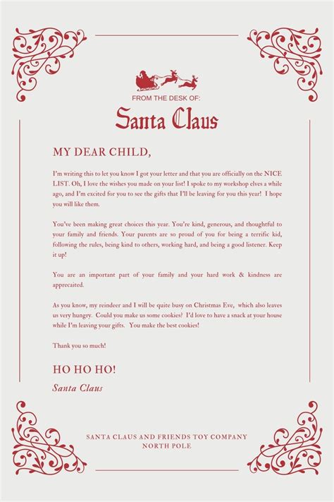 Letters From Santa Templates Free