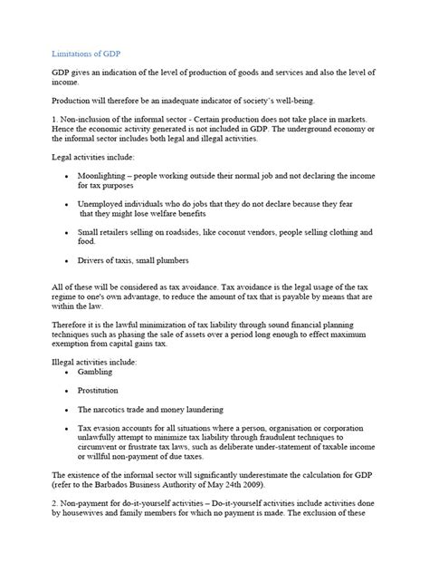 Limitations of GDP/PDRB