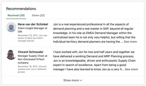 Linkedin Recommendation Template
