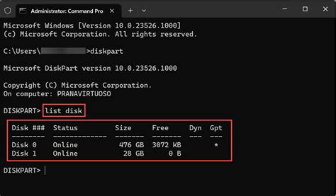 List Disk Command Prompt