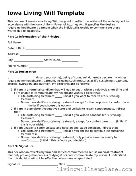 Living Will Template Iowa