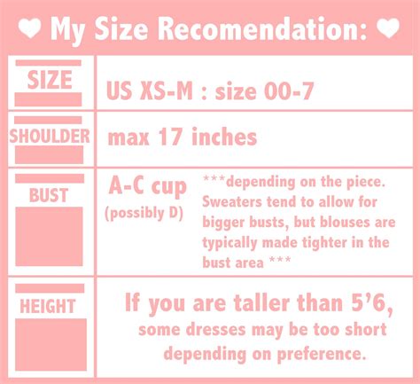 Liz Lisa Size Chart