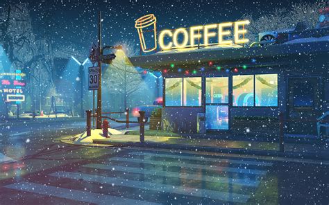 Lo-Fi Coffee Shop Wallpaper