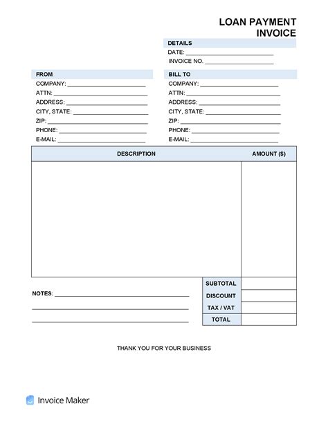 Loan Invoice Template
