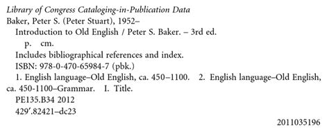 Loc Cataloging In Publication Data