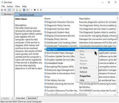 Locate DNS Client Service in Services