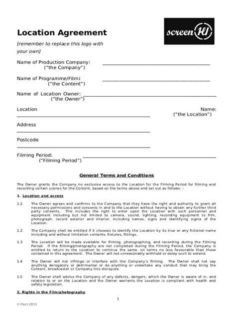 Location Agreement Template