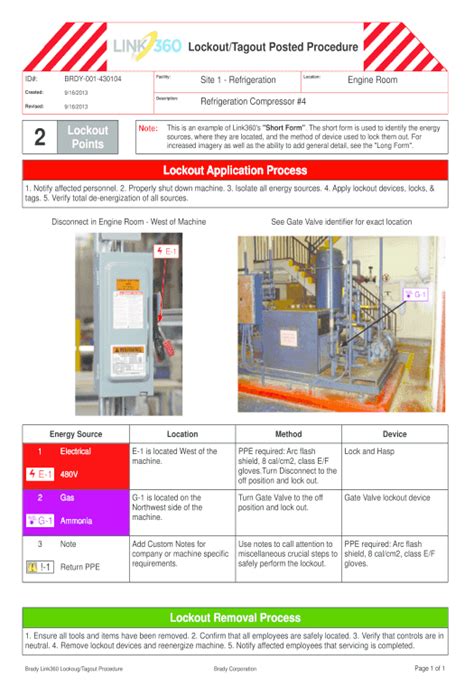 Lockout Tagout Procedure Template Excel