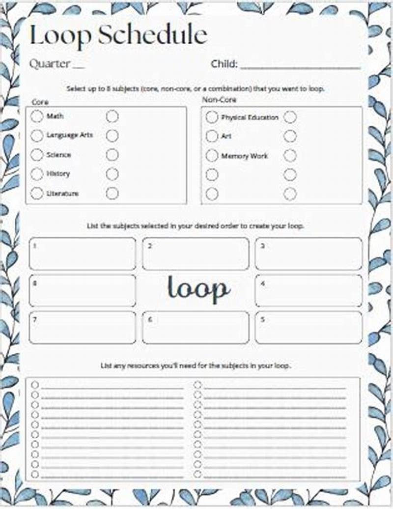 Loop Schedule Printable