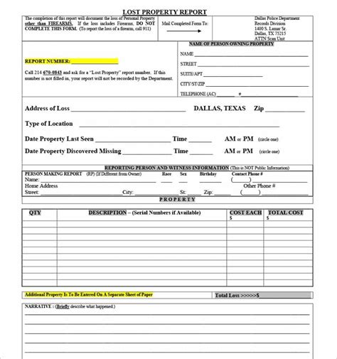Lost Document Report