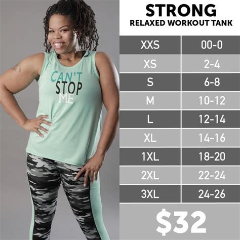 Lularoe Strong Tank Size Chart