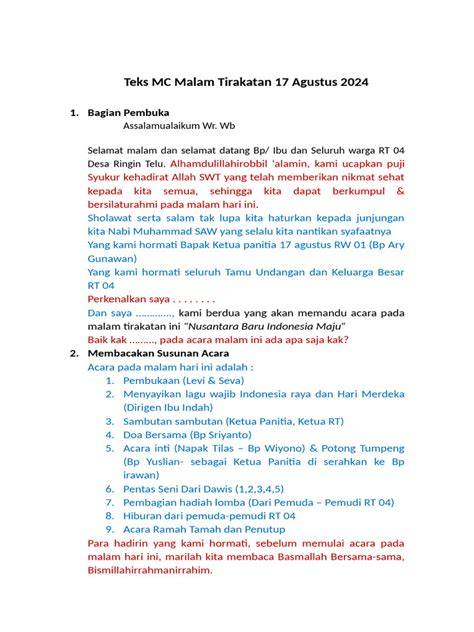 MC Tirakatan 17 Agustus