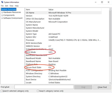 MSInfo32 Boot Mode