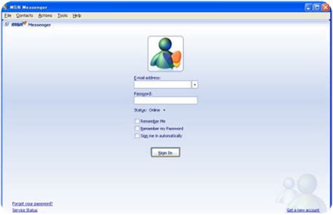 MSN Messenger Login Screen