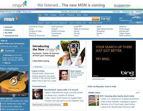 MSN.com old homepage