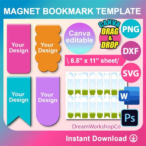Magnetic Bookmark Template