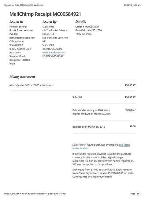 Mailchimp Invoice Template