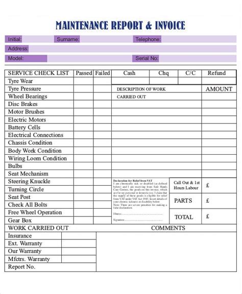 Maintenance Invoice Template
