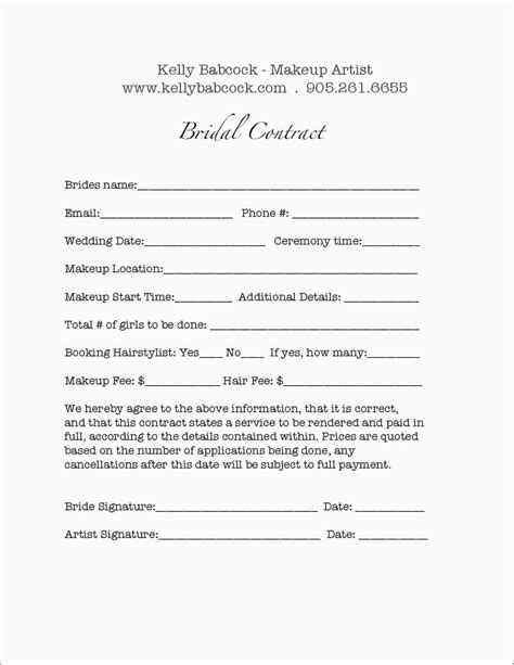 Makeup Artist Contract Template Free