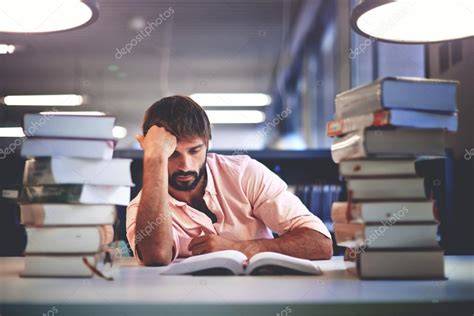 Man studying hard