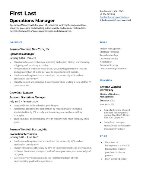 Manager Resume Templates