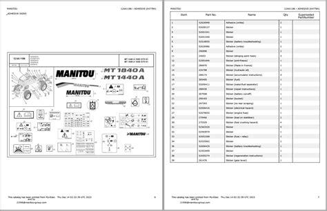 Manitou Pontoon Parts Catalog