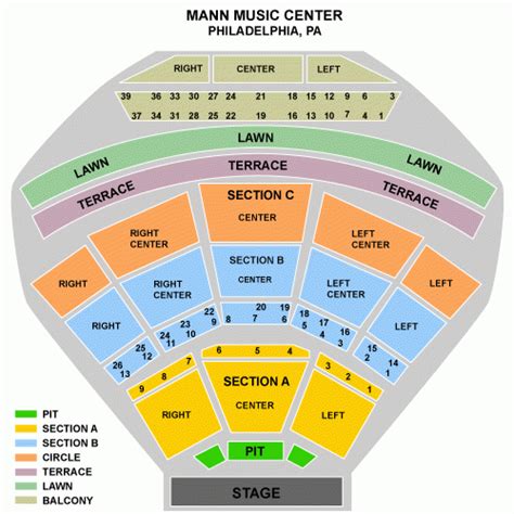 Mann Center Detailed Seating Chart
