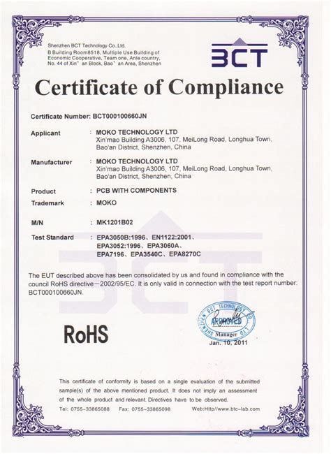 Manufacturer Certification