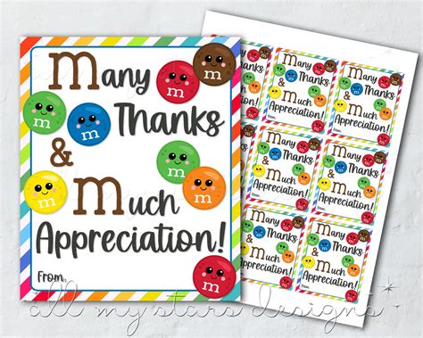 Many And Many Thanks M And M Label Printable