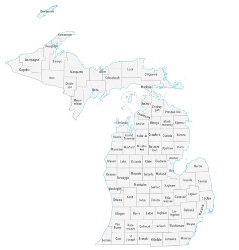Map Of Michigan Counties Printable