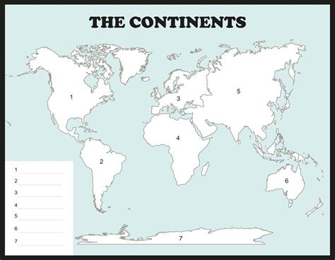 Map Of The Continents And Oceans Printable