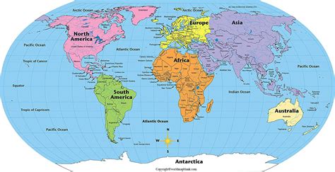 Map Of The Continents Printable