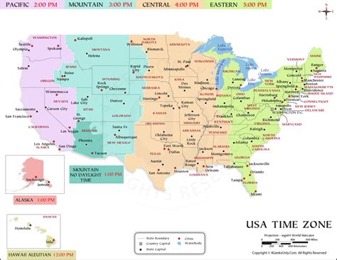 Map Of Time Zones In The Usa Printable