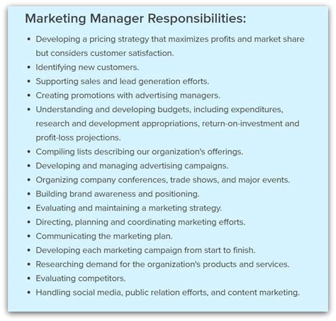 Marketing Manager Role