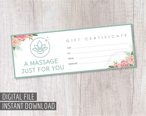 Massage Gift Certificate Printable